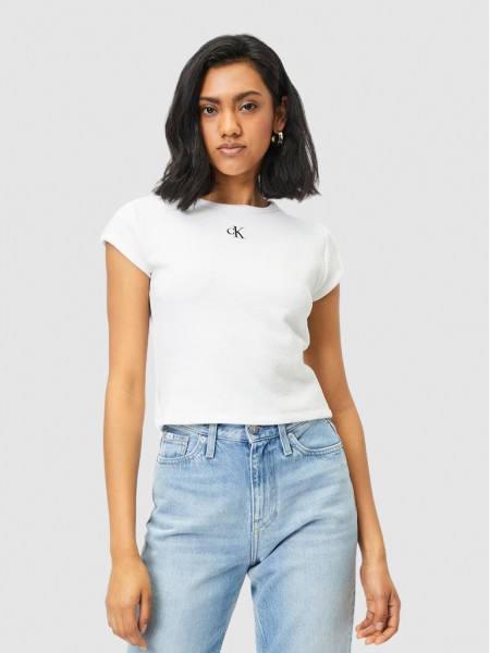 T-Shirt Mulher Slub Rib Fitted Calvin Klein