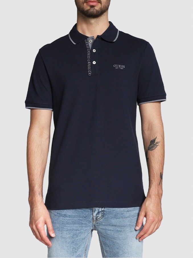 Polo Hombre Azul Marino Guess