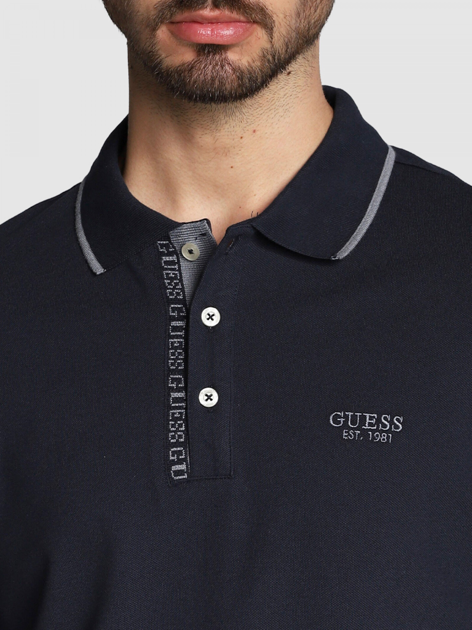 Polo Hombre Azul Marino Guess