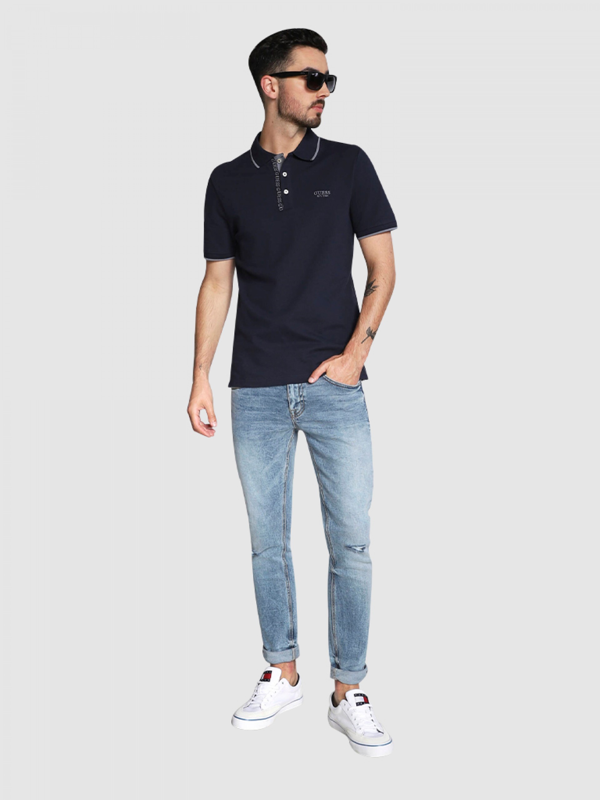 Polo Hombre Azul Marino Guess