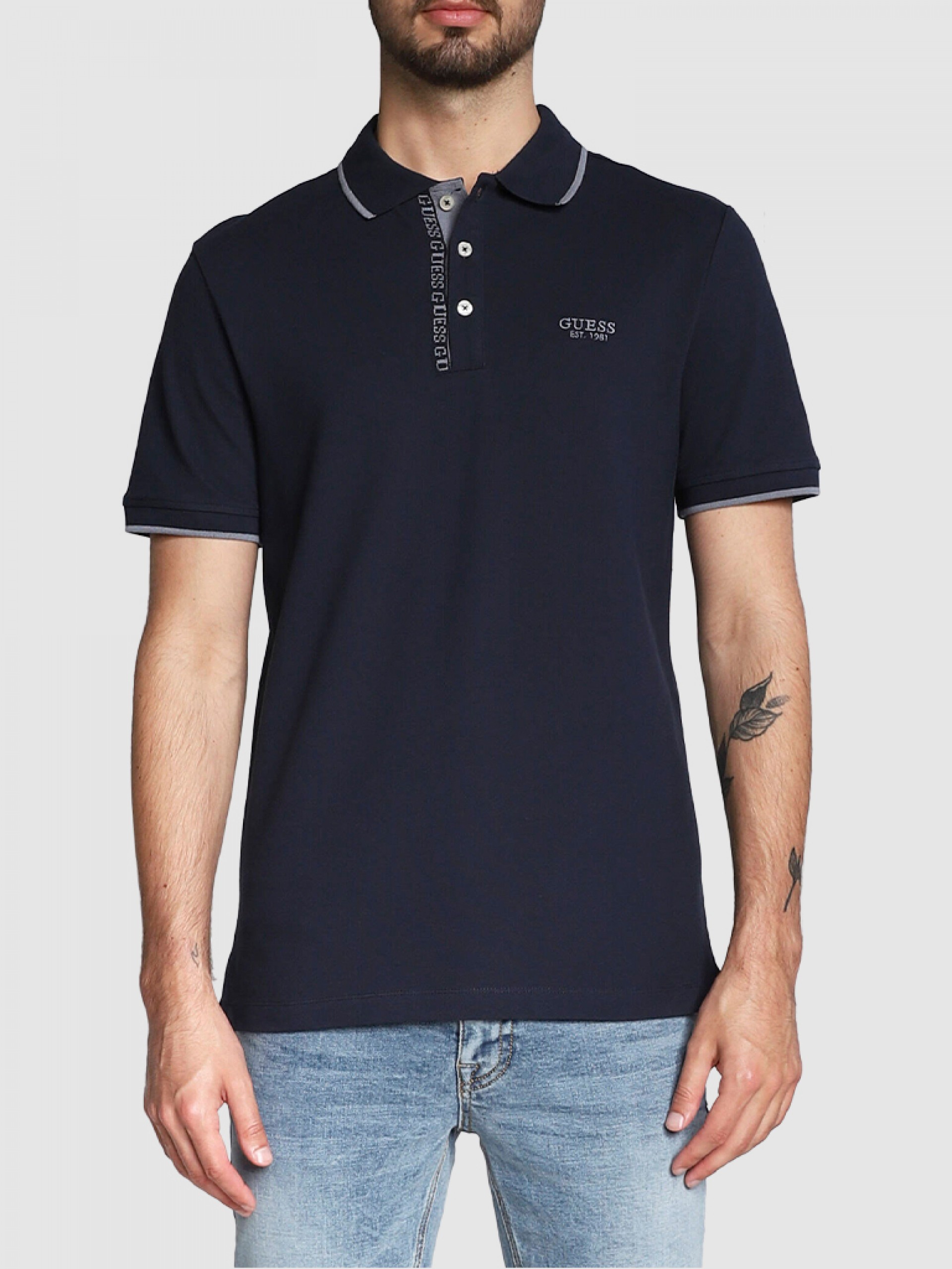Polo Hombre Azul Marino Guess