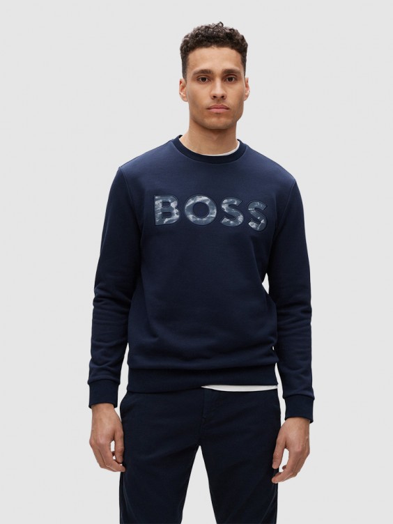 Sweatshirt Man Navy Blue Hugo Boss 50476140 50476140.38 Mellmak