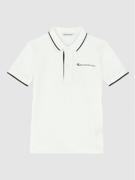 Polo Shirt Boy White Calvin Klein