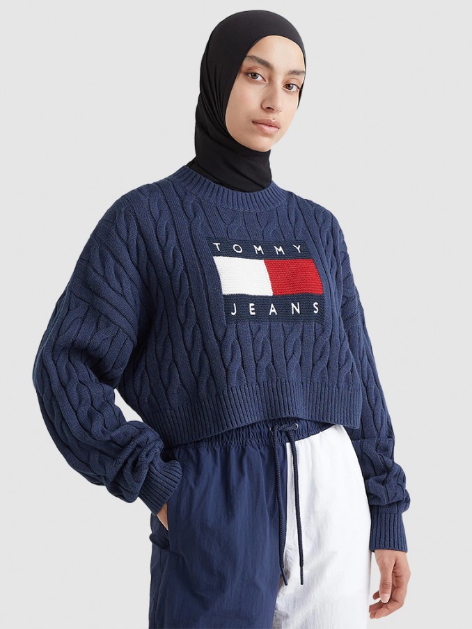 Sweatshirt Woman Navy Blue Tommy Jeans