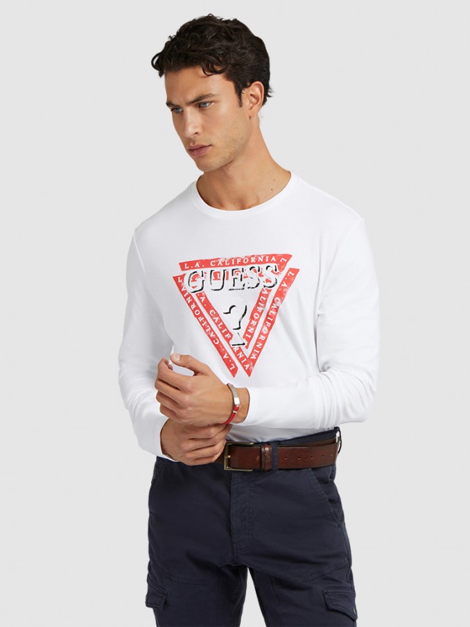 Sweatshirt Hombre Blanco Guess