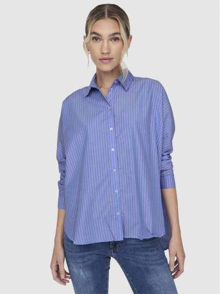 Camisa Mujer Raya Azul Only