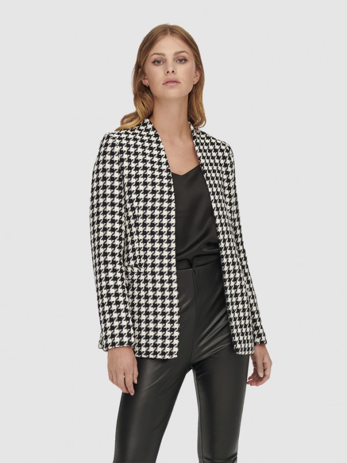 Chaqueta Mujer Negro Con Blanco Only