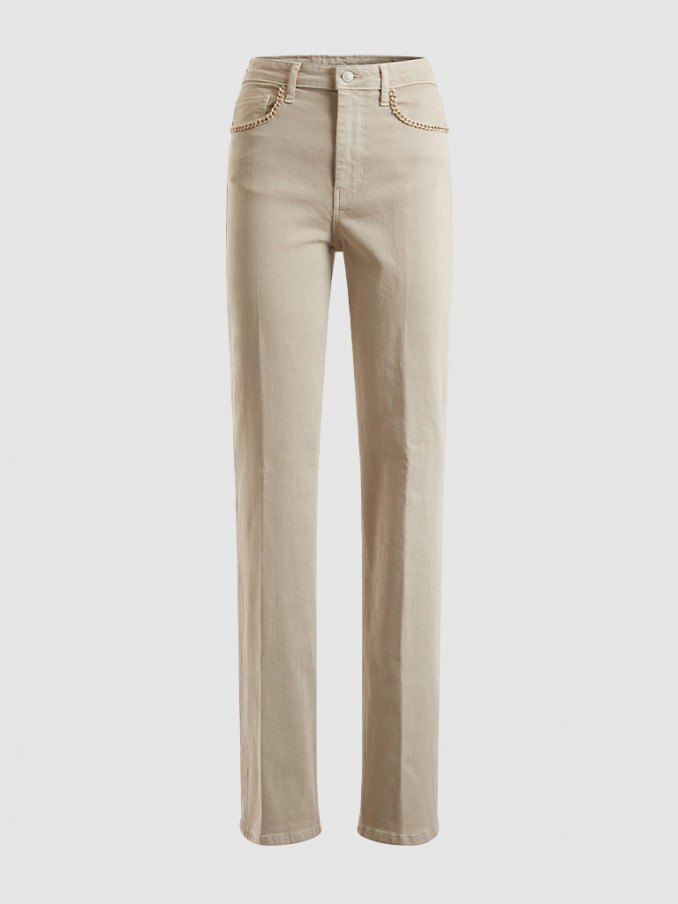 GG2030 Beige High Waist Pants main image 1
