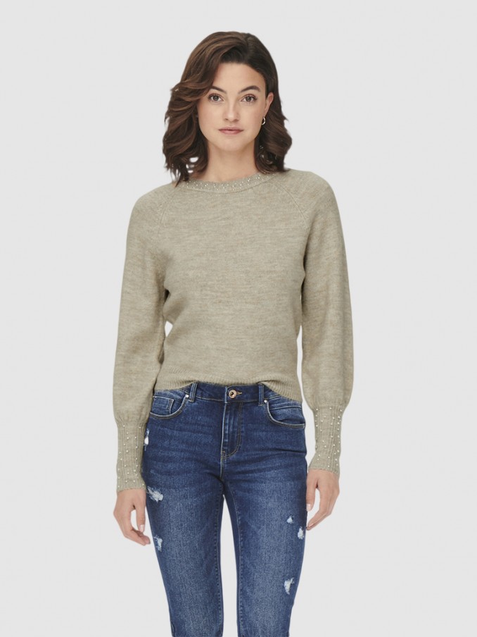 Prendas de Punto Mujer Beige Only