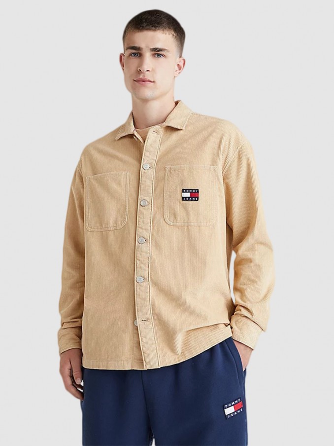Camisa Hombre Beige Tommy Jeans