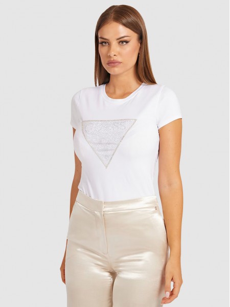 T-Shirt Mulher Triangle Crystal Logo Guess