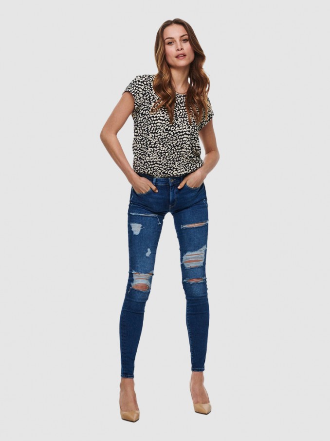 Blusa Mujer Negro Con Blanco Only