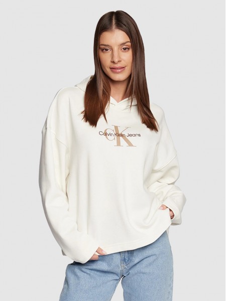 Sweatshirt Woman Cream Calvin Klein