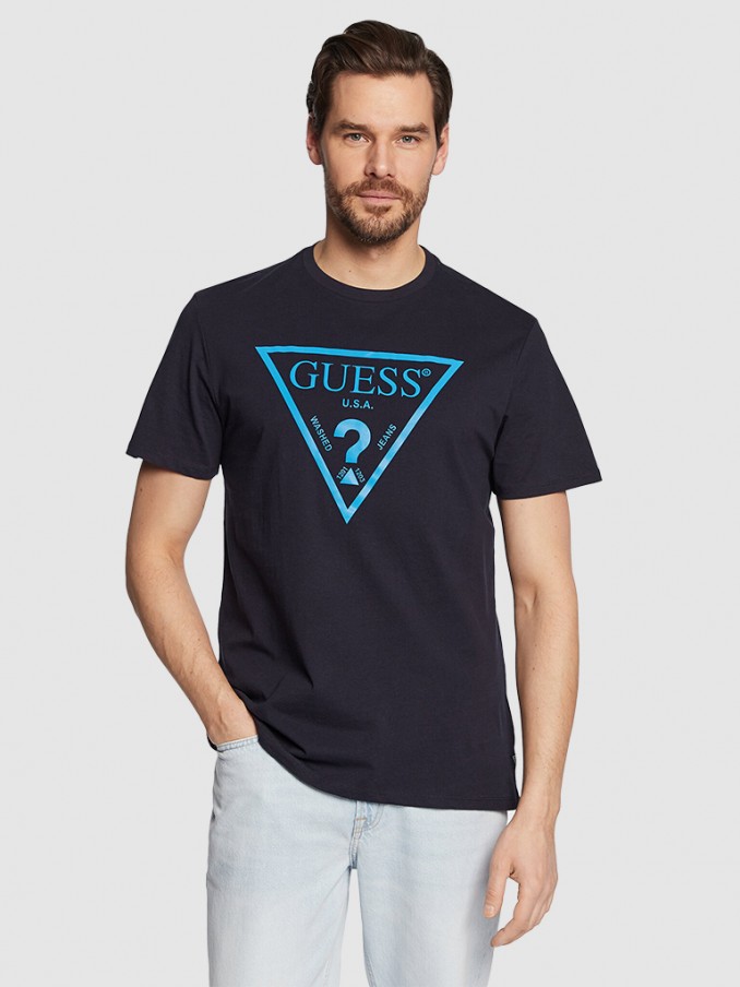 Camiseta Hombre Azul Marino Guess