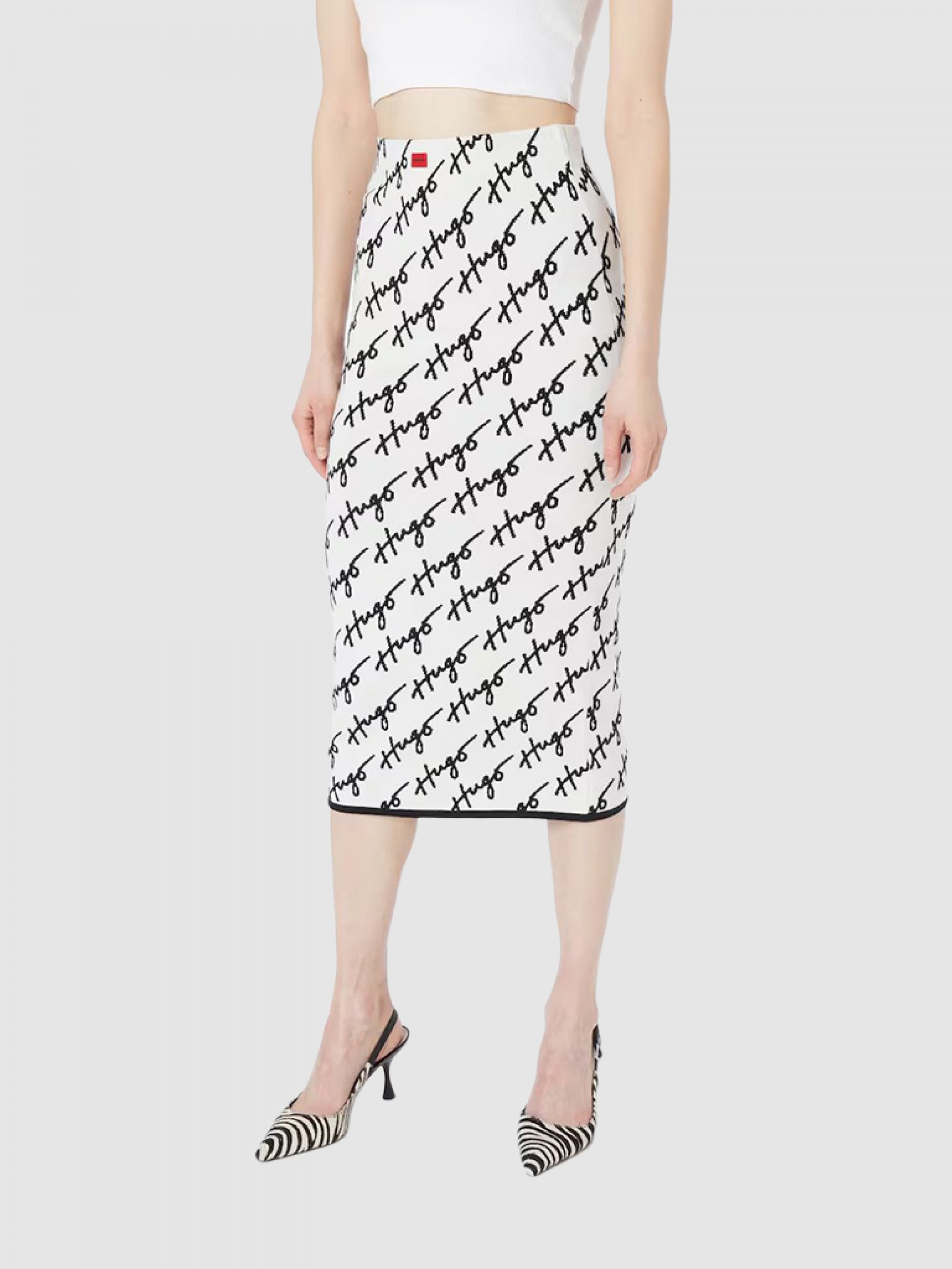 スカート BOSS Woman Skirt White 50543982 100 Stylish ホワイト スカート Collection for Women by HUGO BOSS