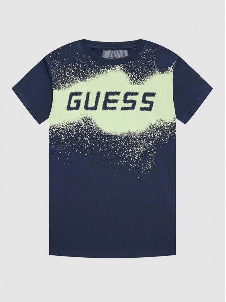 T-Shirt Boy Navy Blue Guess