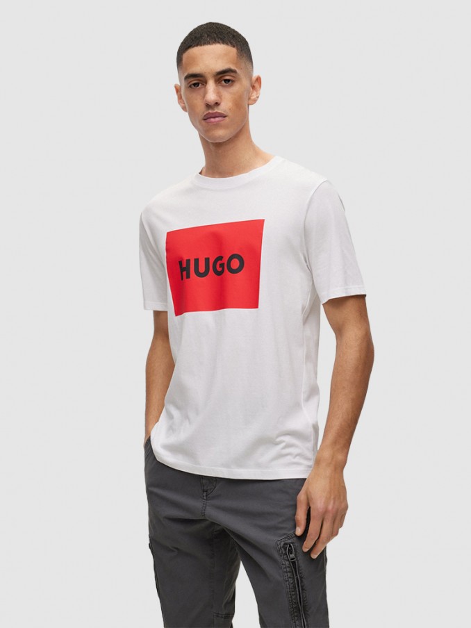 Camiseta Hombre Blanco Con Rojo Hugo Boss