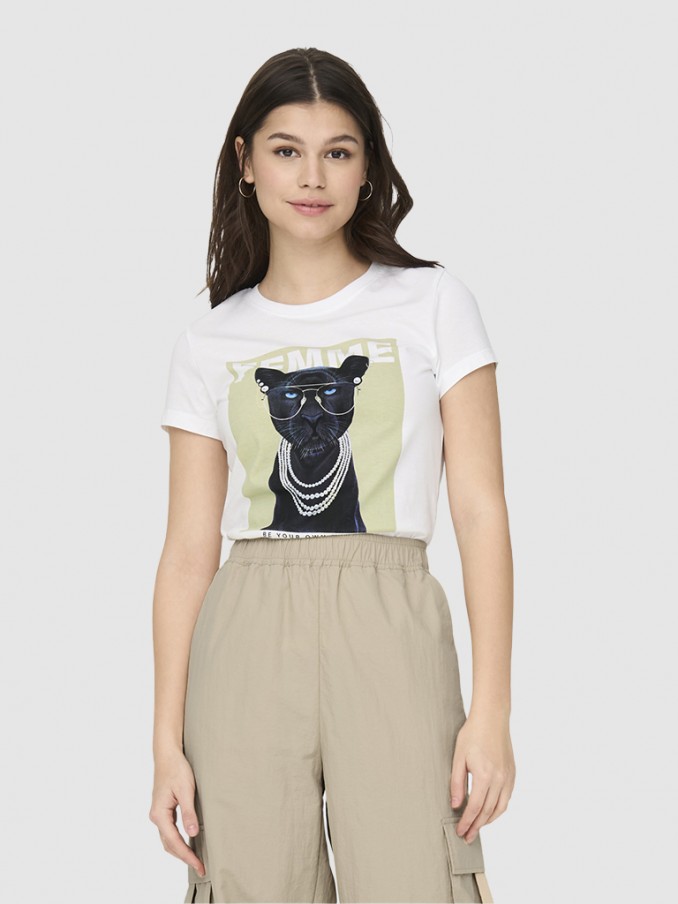 T-Shirt Mulher Onlvibe Life S/s Glasses Top Box Jrs Only