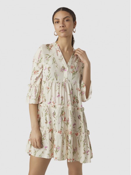 Dress Woman Cream Vero Moda