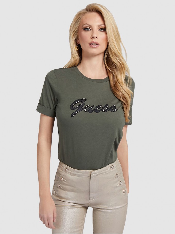 T-Shirt Woman Green Guess