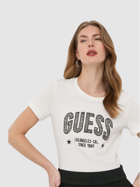 T-Shirt Woman Cream Guess