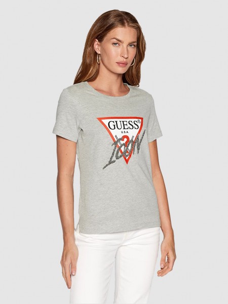 Camiseta Mujer Gris Guess