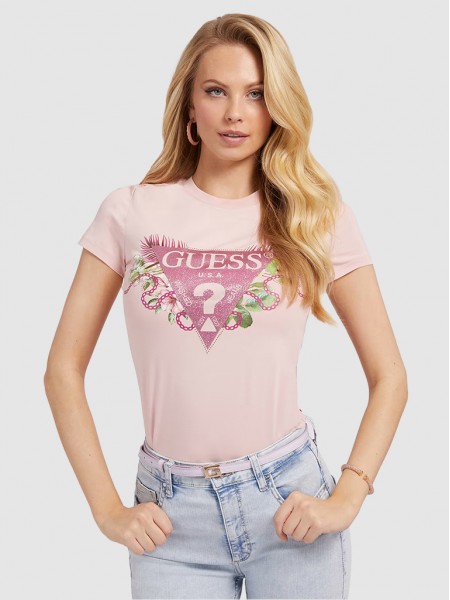 Camiseta Mujer Rosa Guess