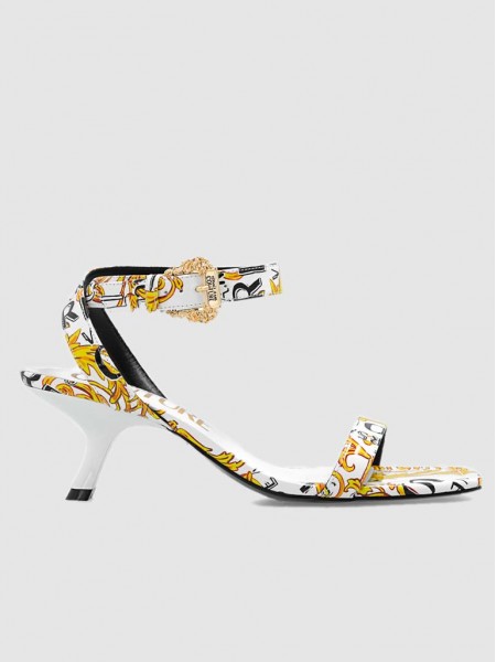 Sandals Woman White Printed Versace