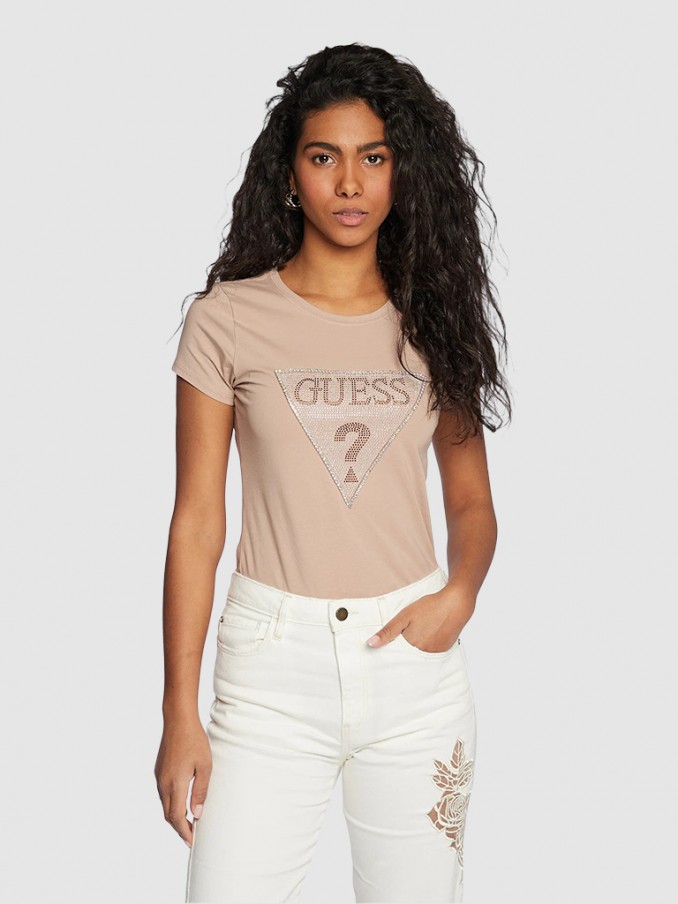 Camiseta Mujer Beige Guess