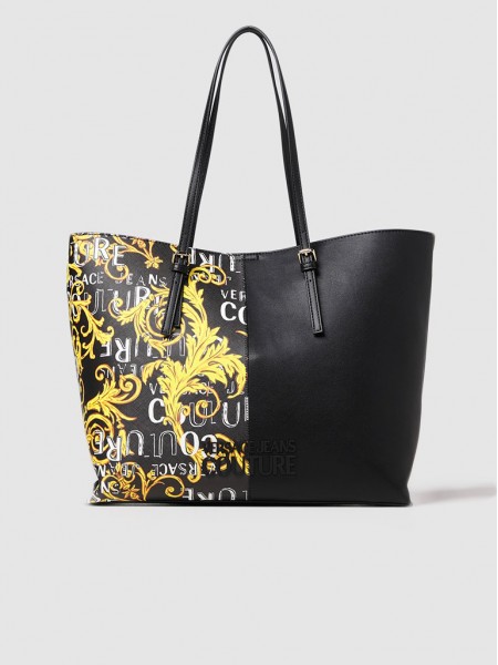 Handbag Woman Black Print Versace
