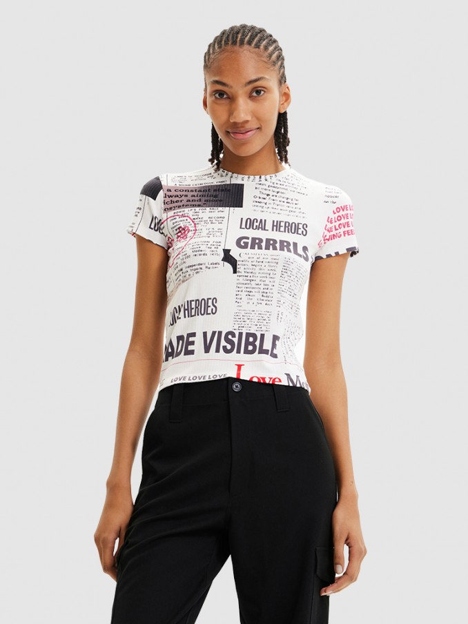 T-Shirt Mulher Newspaper Desigual