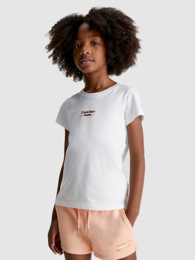 T-Shirt Menina Logo Slim Calvin Klein