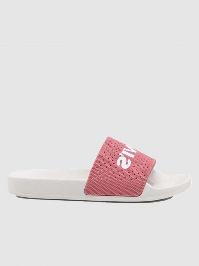 Chanclas Mujer Blanco Con Rosa Levis