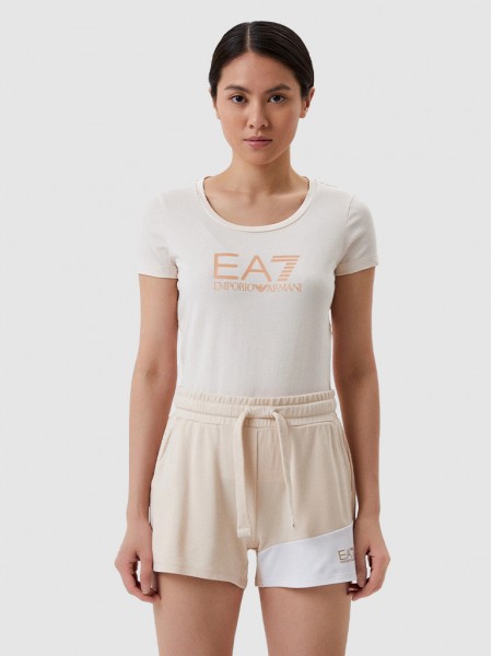 Camiseta Mujer Crema Ea7 Emporio Armani