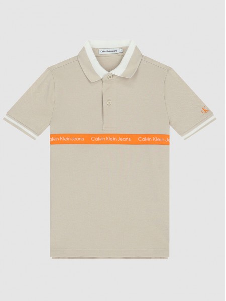 Polo Shirt Boy Beige Calvin Klein