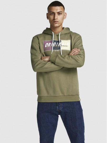 Sweatshirt Man Green Jack & Jones