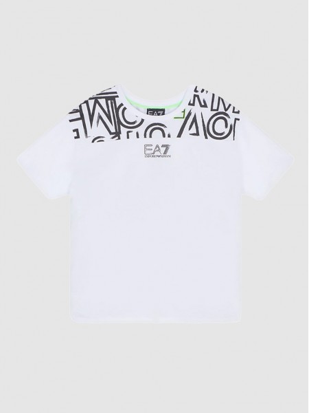 T-Shirt Boy White Ea7 Emporio Armani