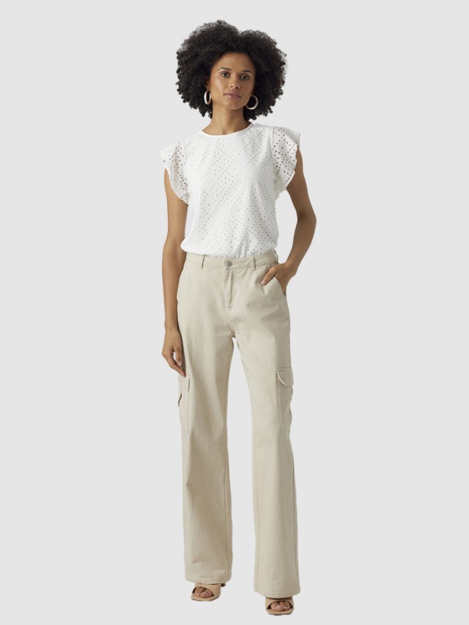 Blusa Mulher Vmtassa Sl Frill Top Noos Vero Moda