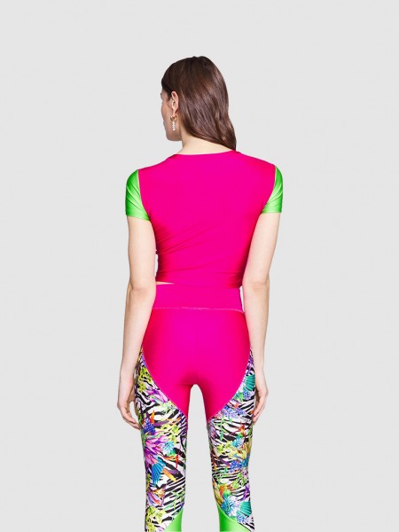 T-Shirt Mulher Slim Crop Flower Just Cavalli
