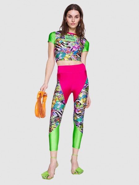 T-Shirt Mulher Slim Crop Flower Just Cavalli