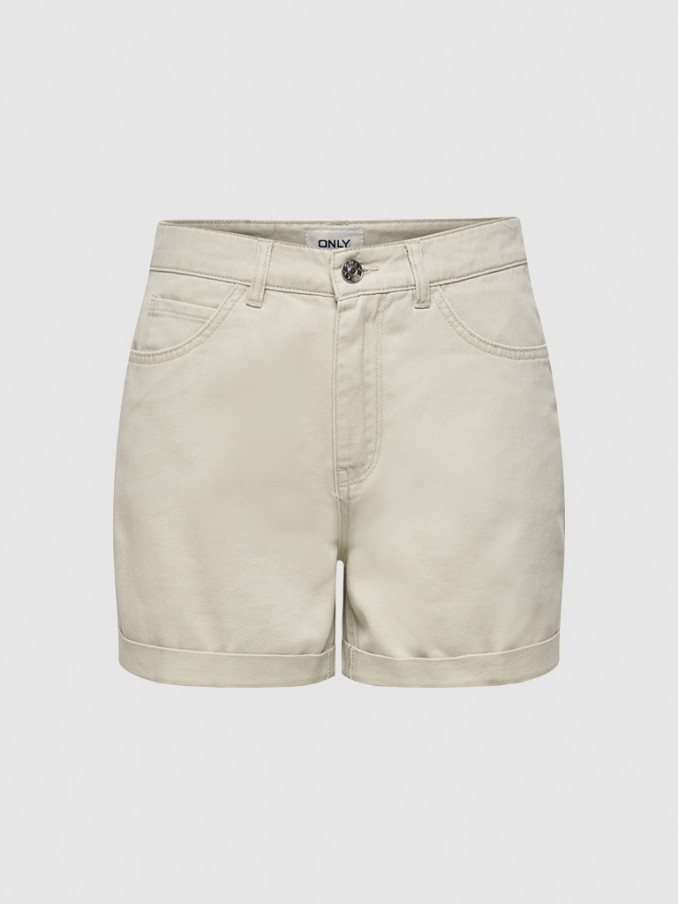Pantalones Cortos Mujer Beige Only