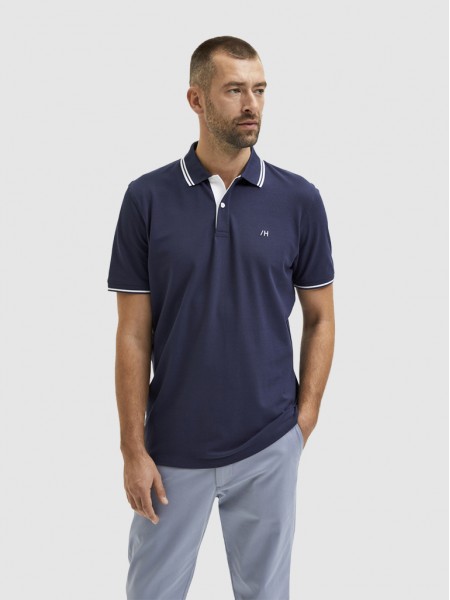 Polo Shirt Man Navy Blue Selected