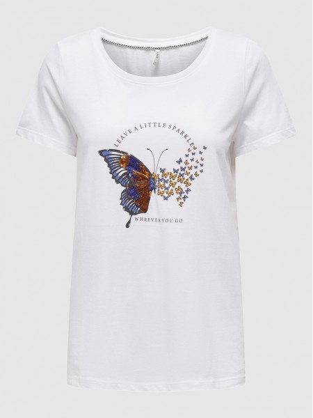 Camiseta Mujer Blanco Con Azul Only