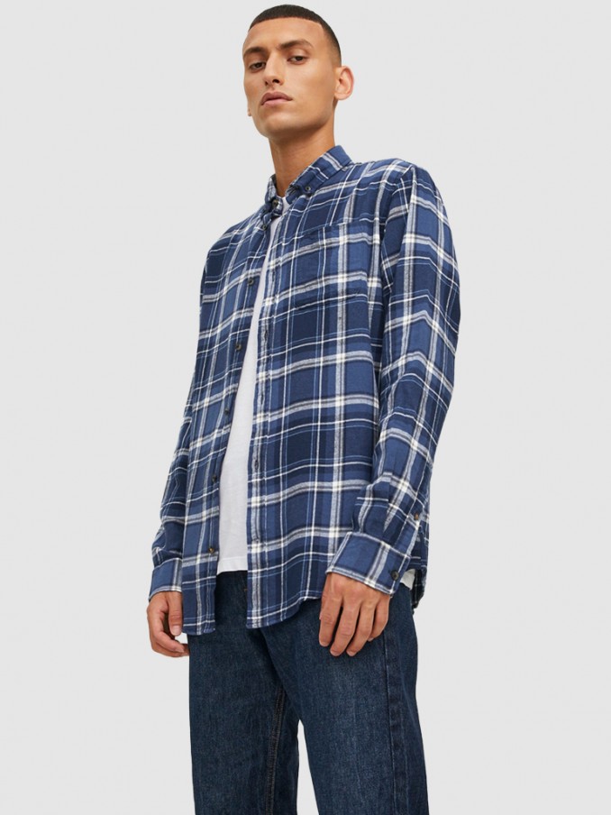 Camisa Hombre Azul Marino Jack & Jones