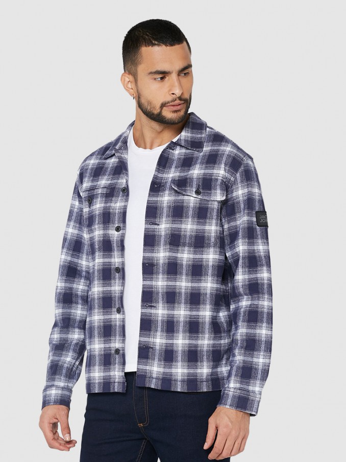 Camisa Hombre Ajedrez Azul Jack & Jones