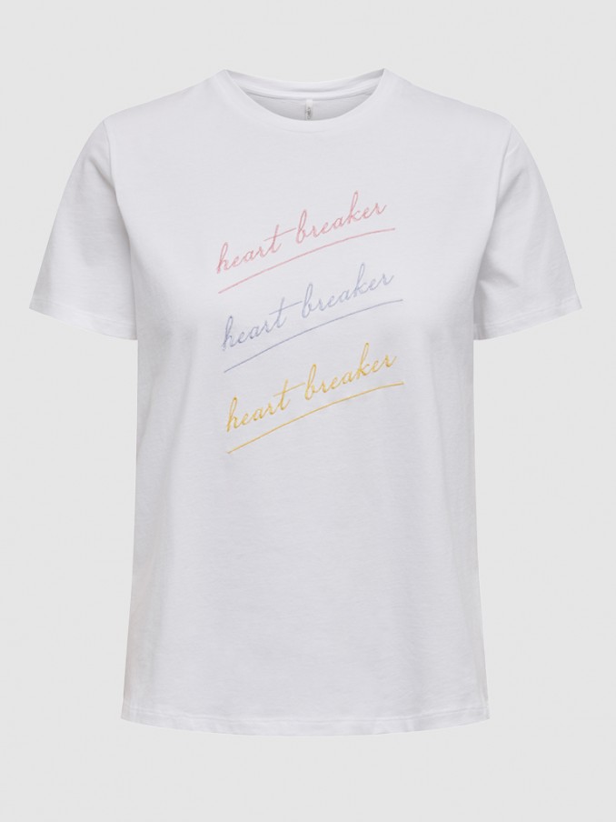 Camiseta Mujer Blanco Con Amarillo Only