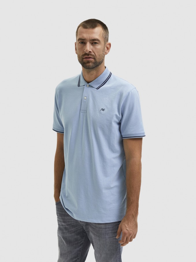 Polo Shirt Man Light Blue Selected