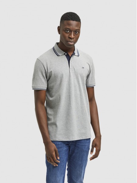 Polo Shirt Man Light Gray Selected