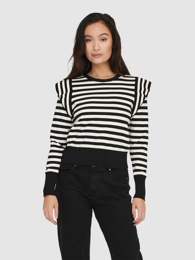 Pullover Woman Black Stripe Only