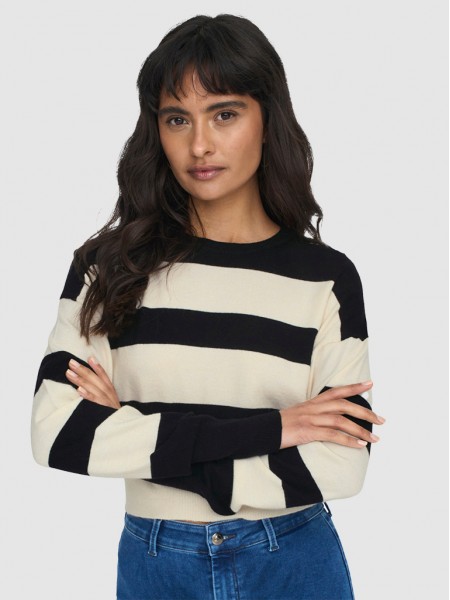 Pullover Woman Black Stripe Only